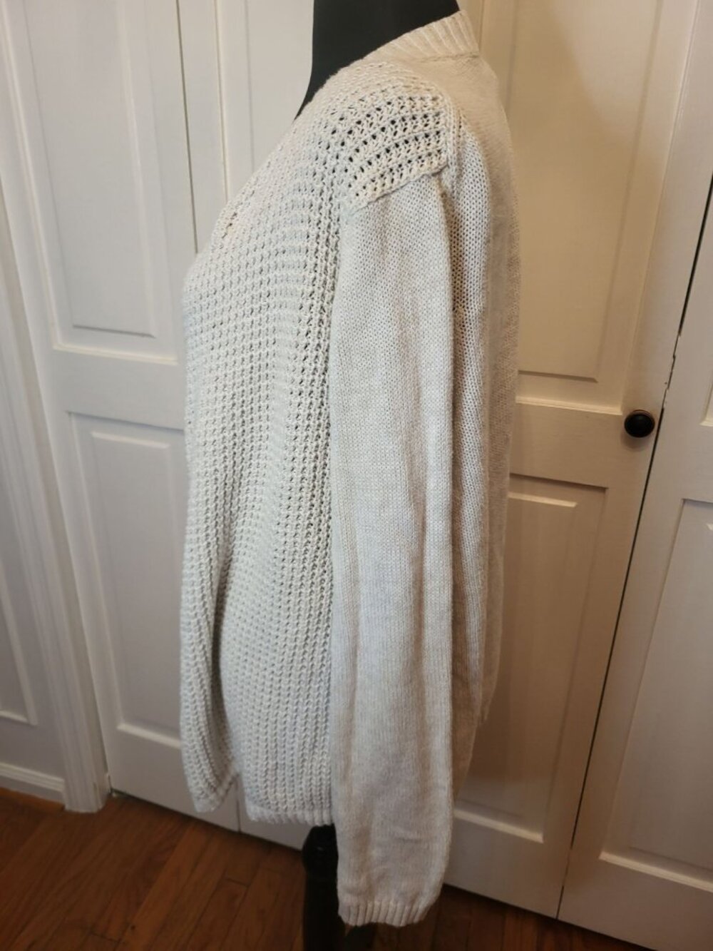 GAP White Open Knit Sweater XL Classic Minimal Neutral Coastal Preppy Layering - Picture 5 of 7